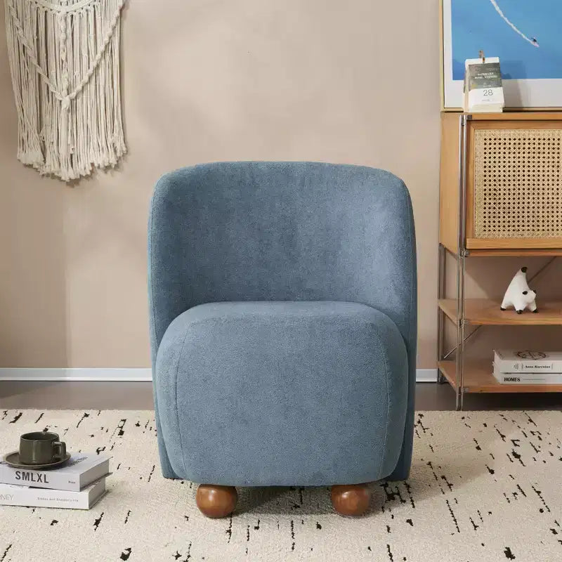 Fauteuil d'appoint ultra-doux moderne sans accoudoirs à dossier bas avec revêtement doux pour la peau et pieds ronds exquis en bois de pin