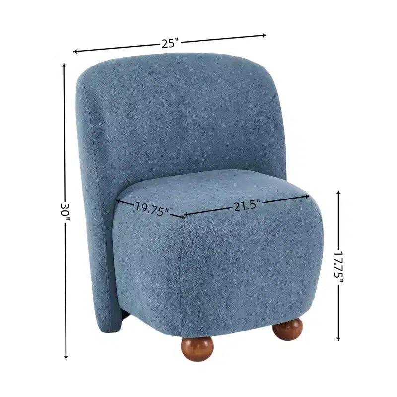 Fauteuil d'appoint ultra-doux moderne sans accoudoirs à dossier bas avec revêtement doux pour la peau et pieds ronds exquis en bois de pin