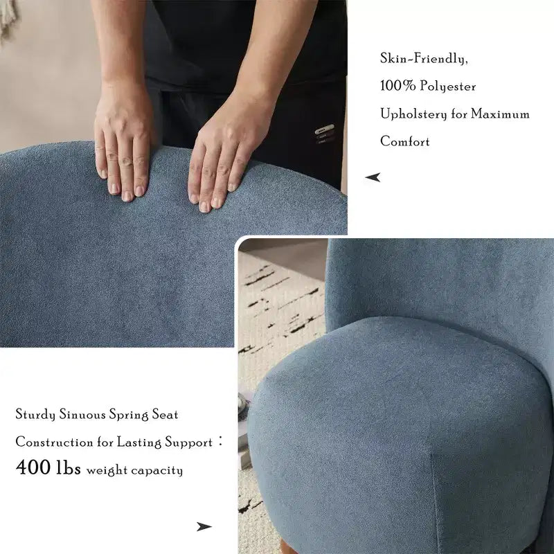 Fauteuil d'appoint ultra-doux moderne sans accoudoirs à dossier bas avec revêtement doux pour la peau et pieds ronds exquis en bois de pin