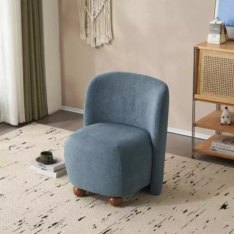 Fauteuil d'appoint ultra-doux moderne sans accoudoirs à dossier bas avec revêtement doux pour la peau et pieds ronds exquis en bois de pin