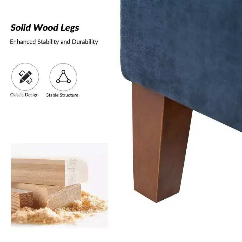 Banc de rangement avec pieds en bois massif et poignées creuses