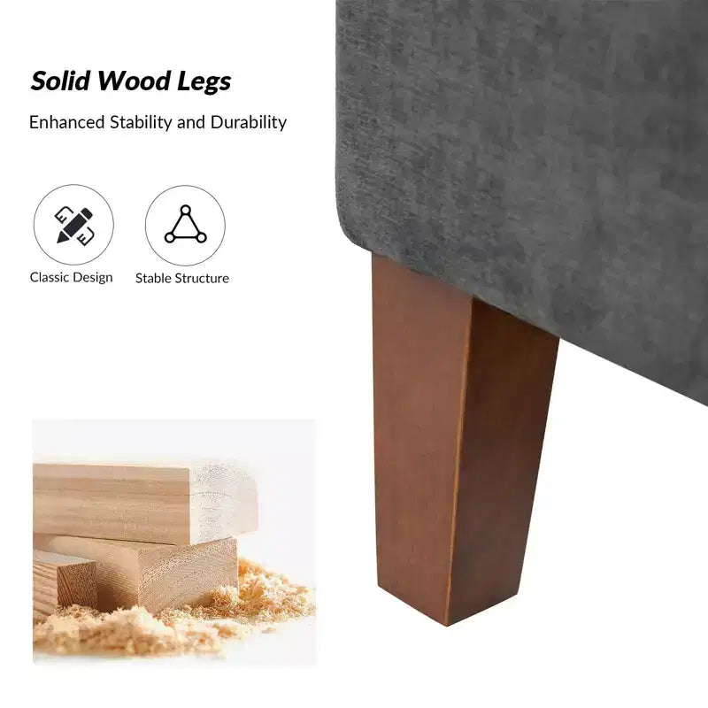 Banc de rangement avec pieds en bois massif et poignées creuses