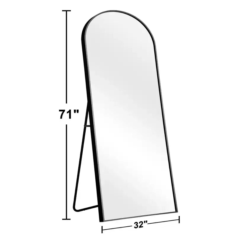 Miroir pleine longueur à cadre fin en alliage avec arche à angle droit
