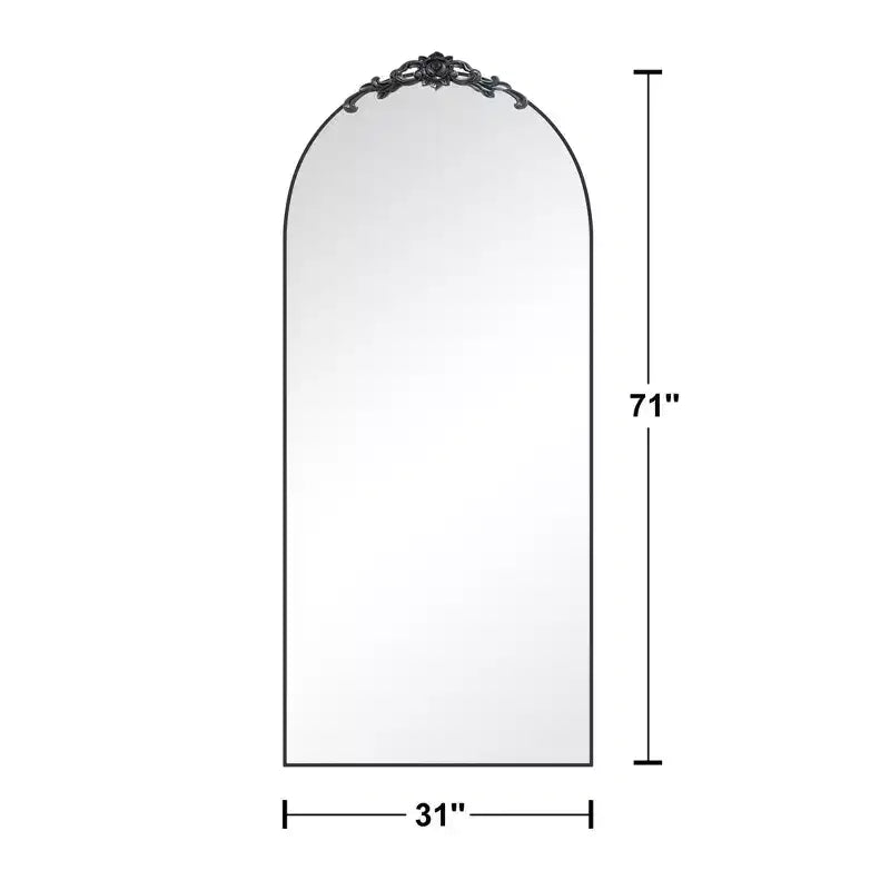 Miroir pleine longueur à cadre fin en alliage avec arche à angle droit