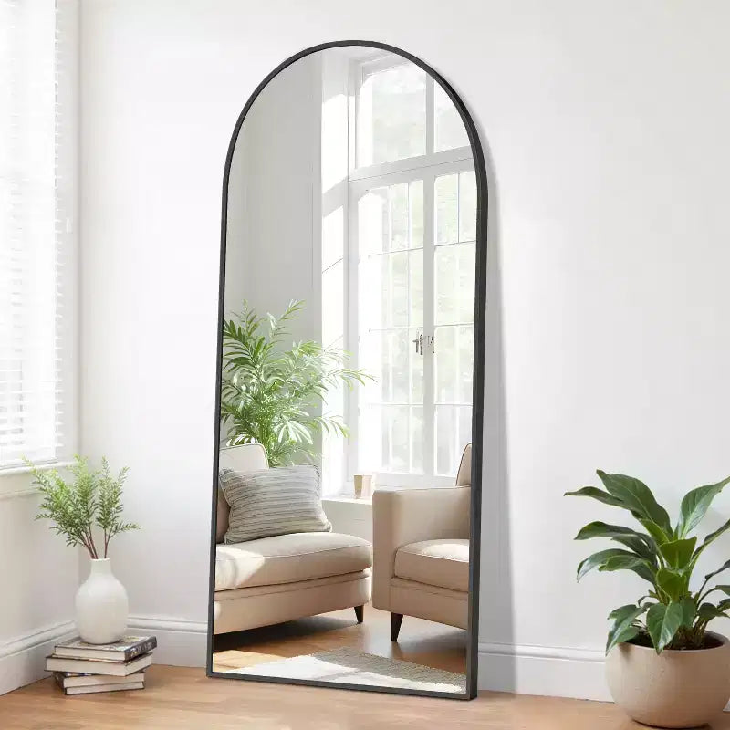 Miroir plein pied 71x31 en métal, arche, noir