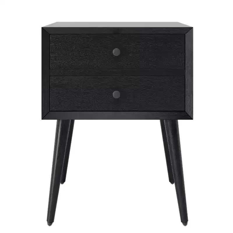 Table de chevet César en bois d'acacia de style Mid-Century avec 2 tiroirs
