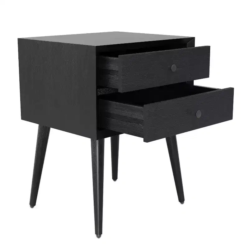 Table de chevet César en bois d'acacia de style Mid-Century avec 2 tiroirs