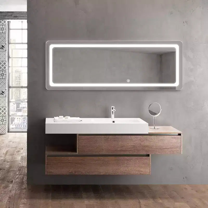Miroir moderne rectangulaire sans cadre avec coins arrondis, 40,6 cm l x 160 cm H, blanc
