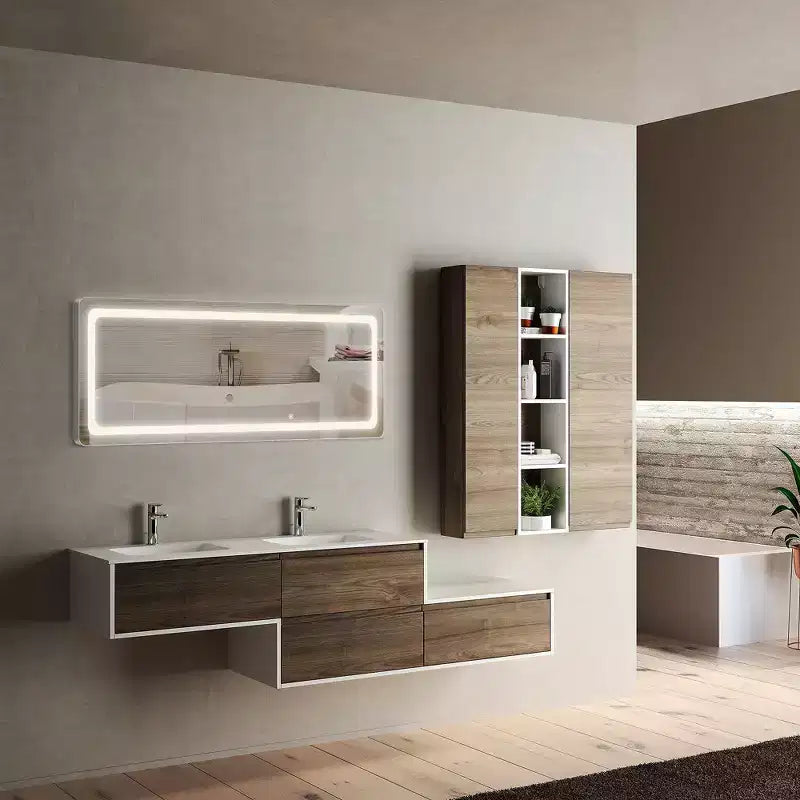 Miroir moderne rectangulaire sans cadre avec coins arrondis, 40,6 cm l x 160 cm H, blanc