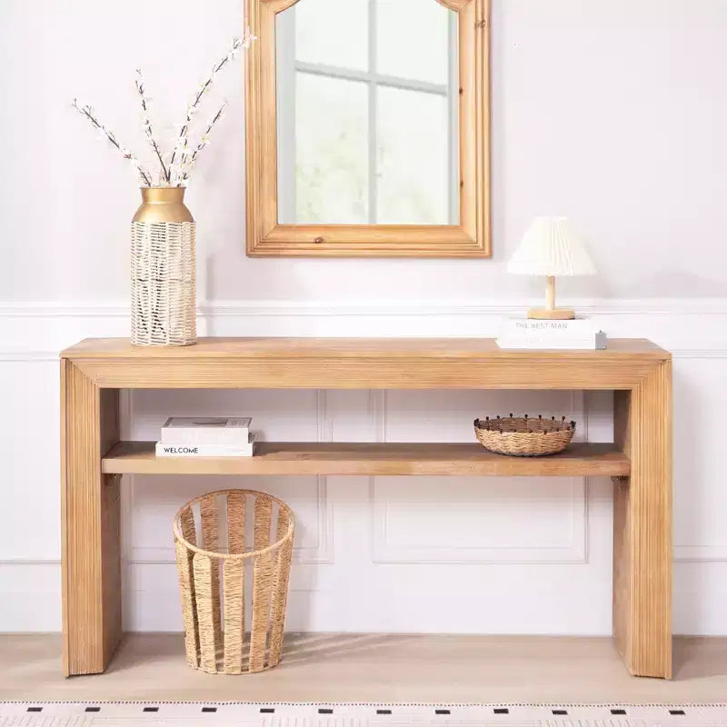 Console en bois de chêne Oakmere avec étagère de rangement