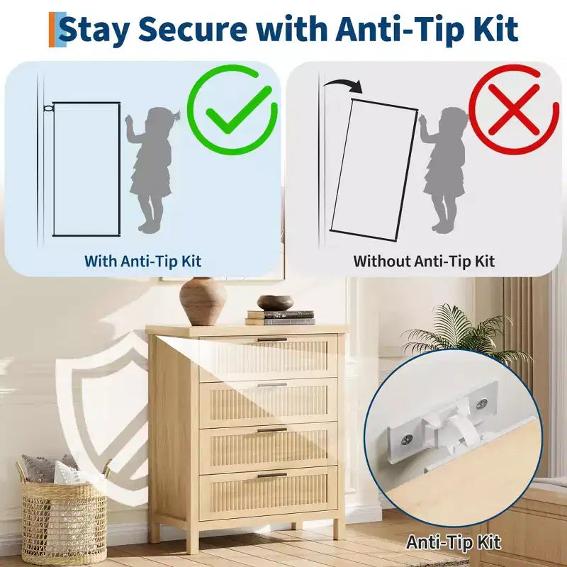 Commode de chambre à 4 tiroirs cannelés, commode haute de 90 cm pour dressing, 4 tiroirs cannelés avec poignée en métal, armoire de rangement pour vêtements