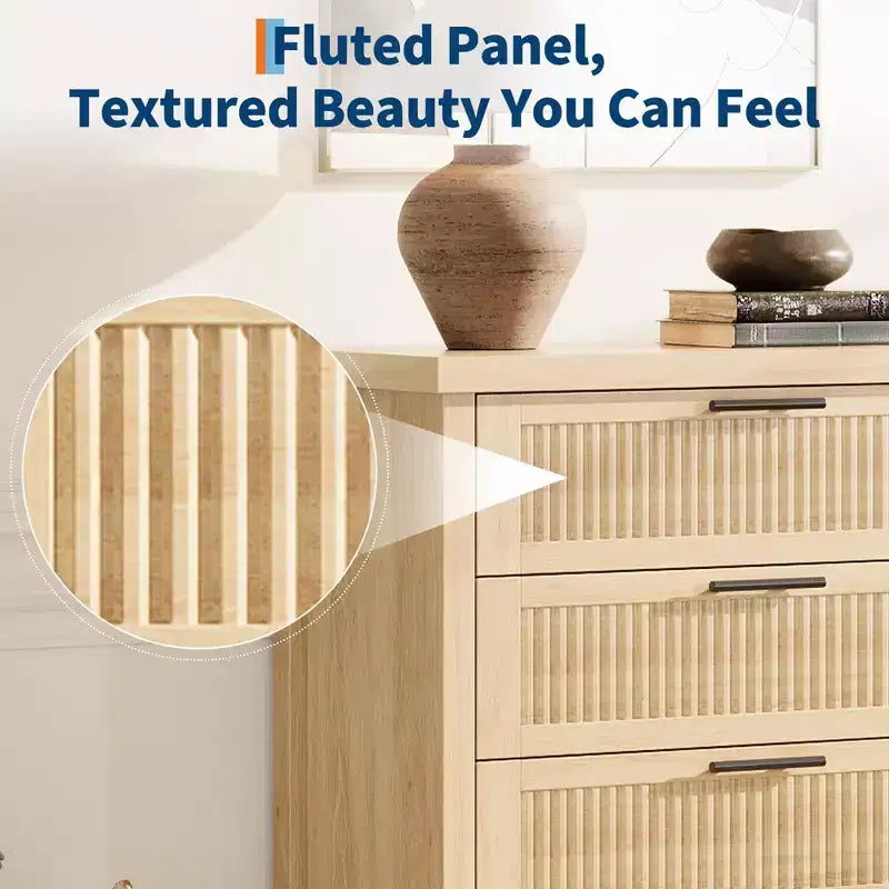 Commode de chambre à 4 tiroirs cannelés, commode haute de 90 cm pour dressing, 4 tiroirs cannelés avec poignée en métal, armoire de rangement pour vêtements