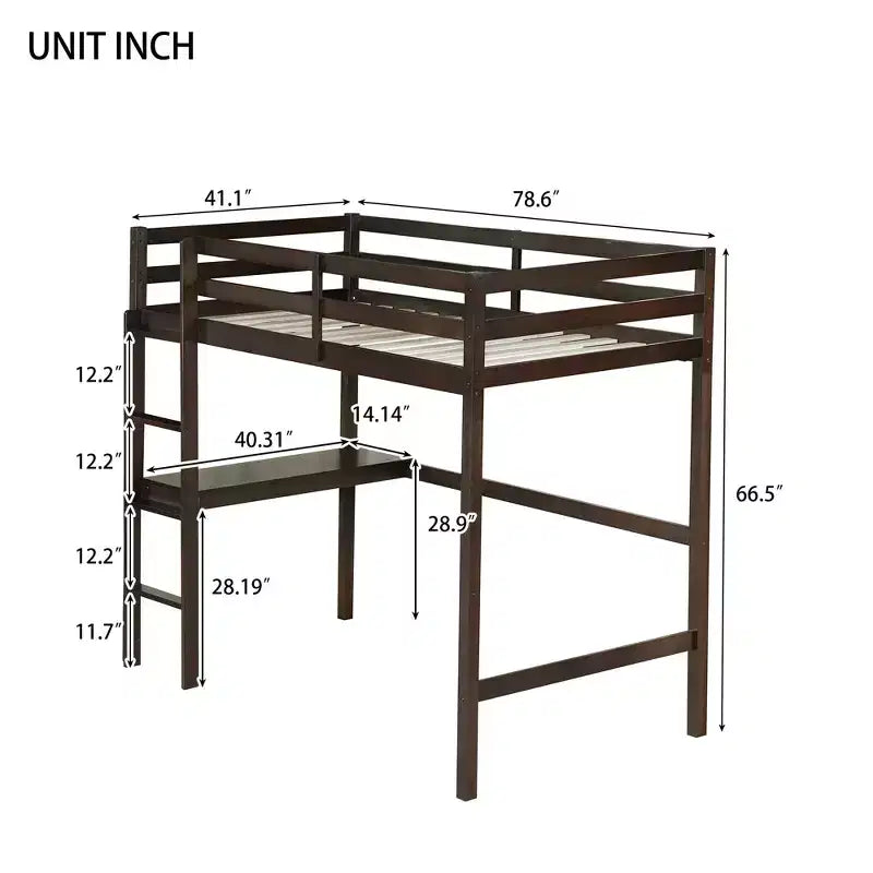 Lit mezzanine King avec espace de rangement sous le lit en métal robuste peu encombrant