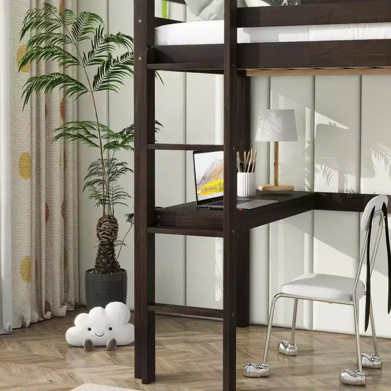 Lit mezzanine King avec espace de rangement sous le lit en métal robuste peu encombrant