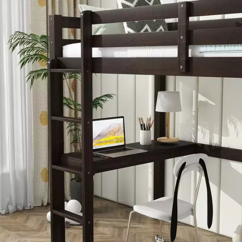 Lit mezzanine King avec espace de rangement sous le lit en métal robuste peu encombrant