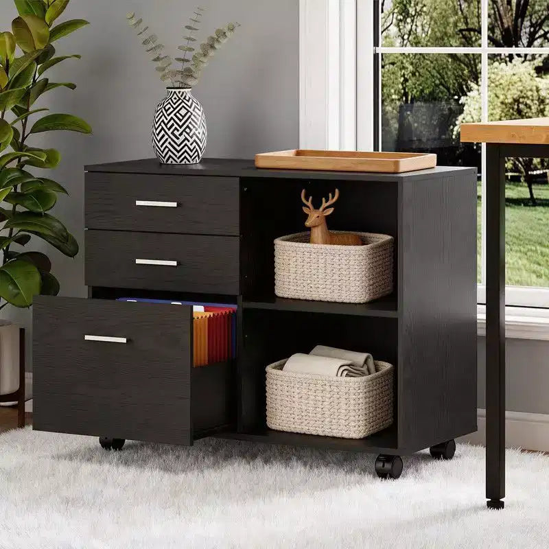 Meuble de rangement à 3 tiroirs en bois de 80 cm de largeur avec table d'appoint plate
