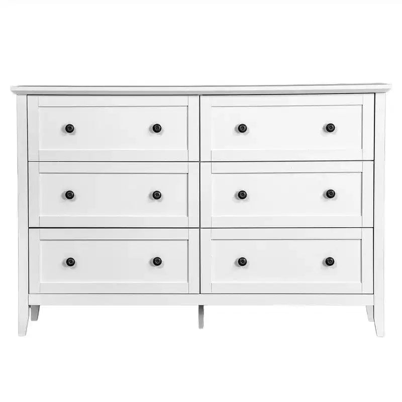 Armoire à six tiroirs de 47 pouces avec double rangée de poignées doubles et cadre en mélamine