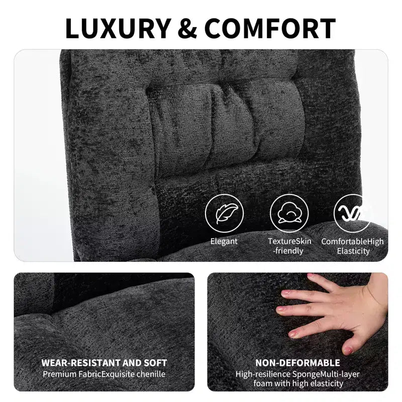 Chaise de bureau pivotante à 360°, sans accoudoirs, avec siège large à double coussin, réglable en hauteur pour bureau, chambre et salle d'étude