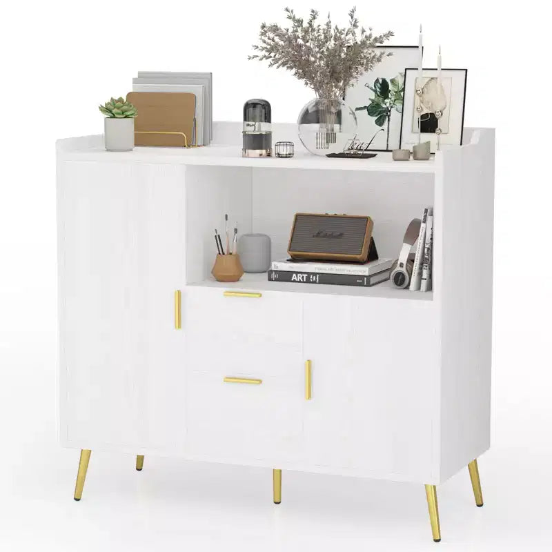 Bahut buffet moderne avec tiroirs, meuble de rangement de 100 cm avec étagères et portes pour cuisine et salle à manger