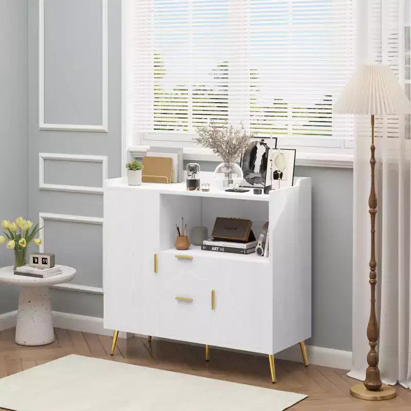 Bahut buffet moderne avec tiroirs, meuble de rangement de 100 cm avec étagères et portes pour cuisine et salle à manger