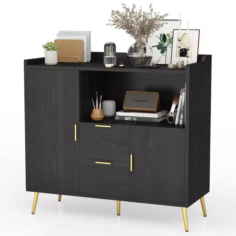 Bahut buffet moderne avec tiroirs, meuble de rangement de 100 cm avec étagères et portes pour cuisine et salle à manger