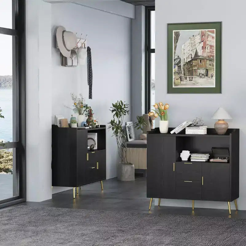 Bahut buffet moderne avec tiroirs, meuble de rangement de 100 cm avec étagères et portes pour cuisine et salle à manger