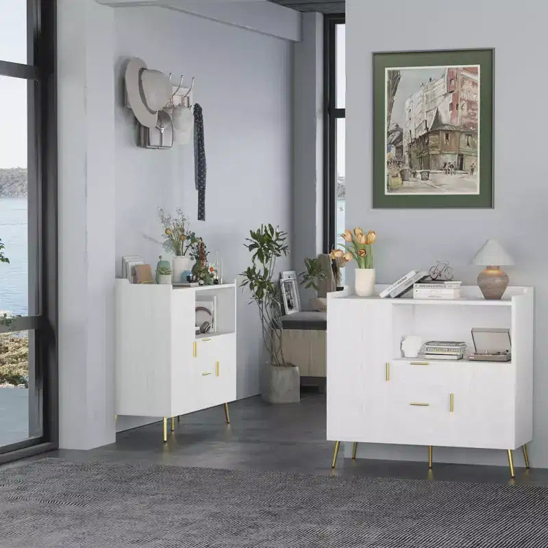 Bahut buffet moderne avec tiroirs, meuble de rangement de 100 cm avec étagères et portes pour cuisine et salle à manger