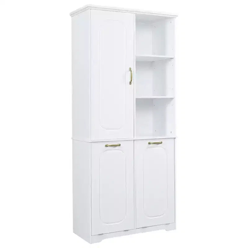 Meuble de rangement haut de salle de bain autoportant de 68 po avec 2 paniers à linge basculants, étagères réglables, armoire à porte à fermeture douce