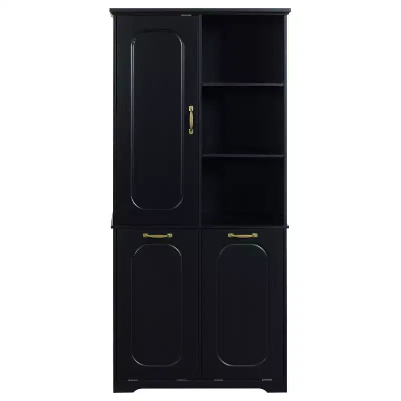Meuble de rangement haut de salle de bain autoportant de 68 po avec 2 paniers à linge basculants, étagères réglables, armoire à porte à fermeture douce