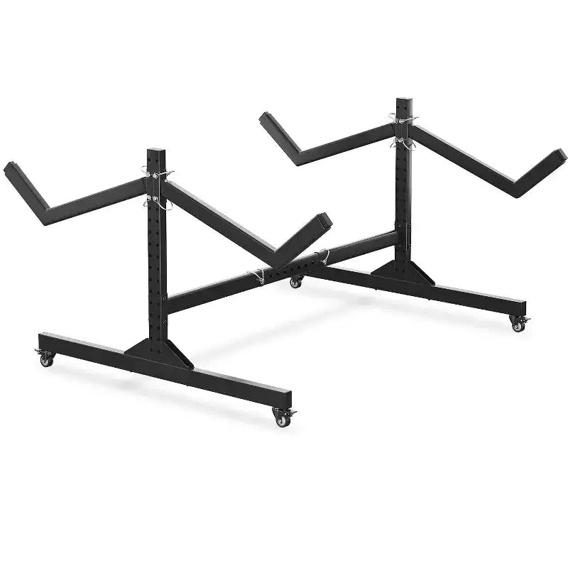 Support de rangement autoportant pour kayak Robuste en acier réglable avec roues mobiles, sangles de suspension, support multi-kayak type S