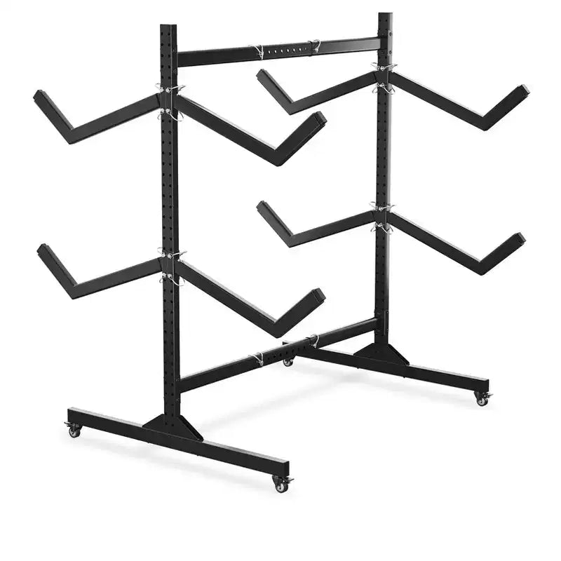 Support de rangement autoportant pour kayak Robuste en acier réglable avec roues mobiles, sangles de suspension, support multi-kayak type S
