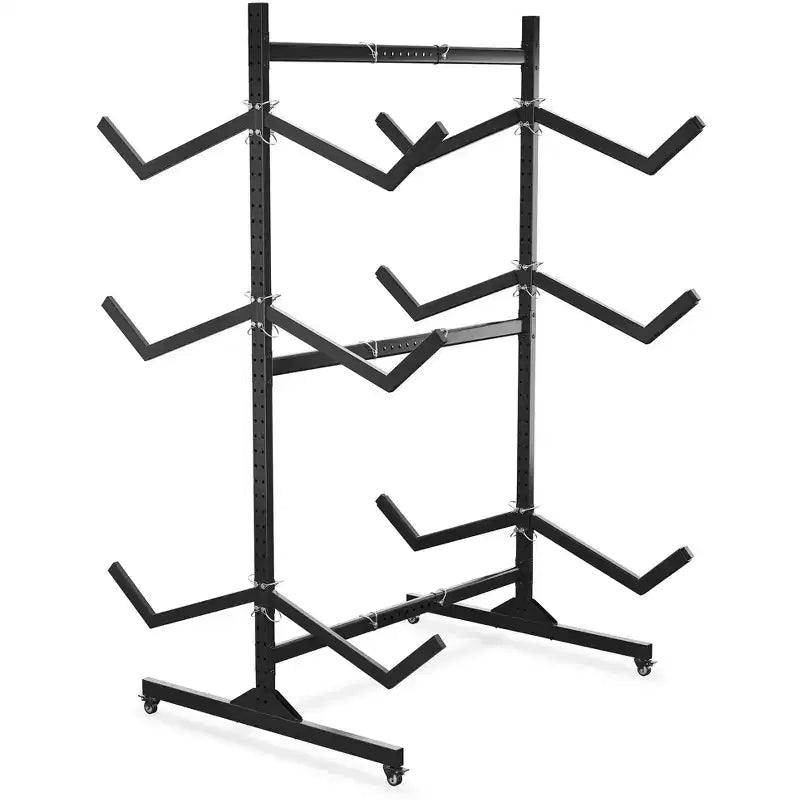 Support de rangement autoportant pour kayak Robuste en acier réglable avec roues mobiles, sangles de suspension, support multi-kayak type S
