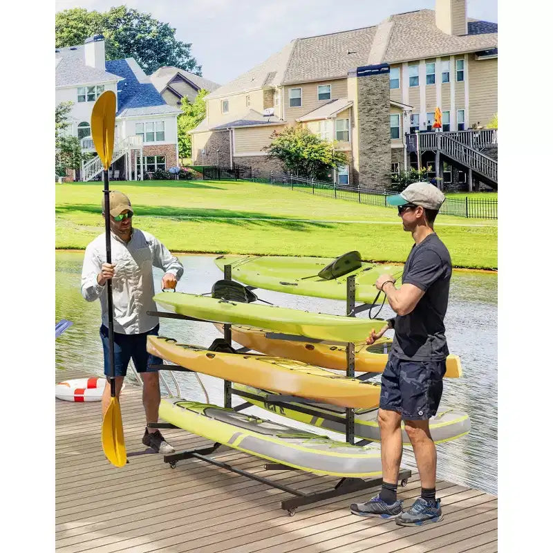 Support de rangement pour kayaks robuste avec roues verrouillables pour kayaks, canoës, planches de surf et planches à pagaie, étagères amovibles