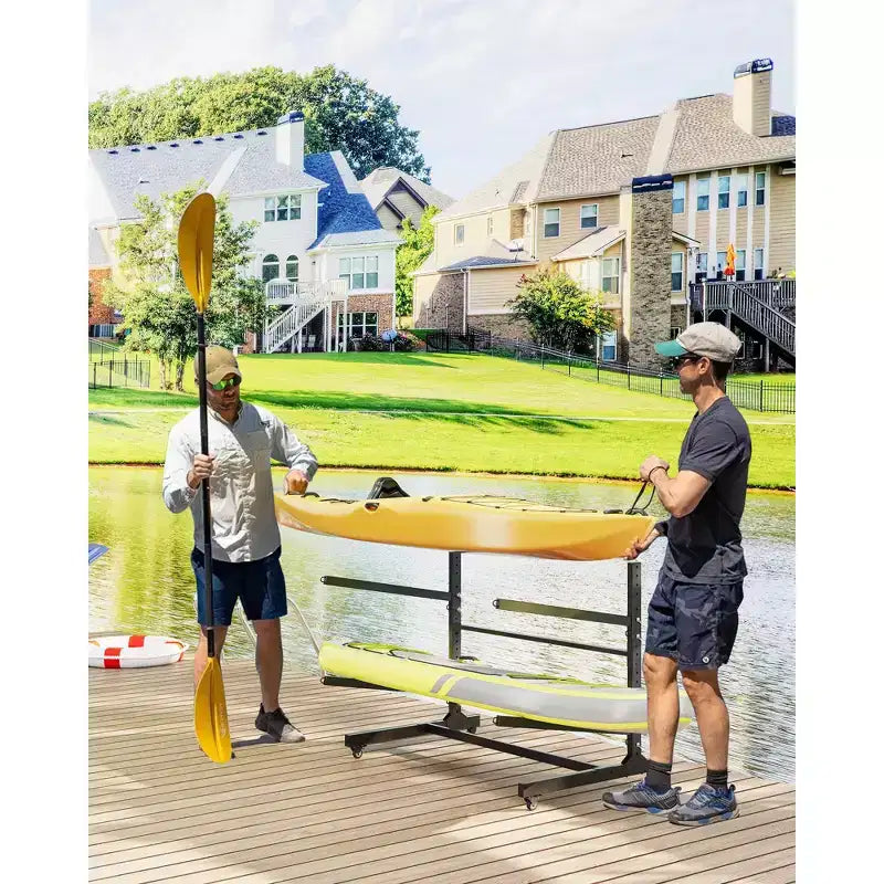 Support de rangement pour kayaks robuste avec roues verrouillables pour kayaks, canoës, planches de surf et planches à pagaie, étagères amovibles