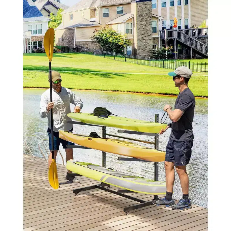 Support de rangement pour kayaks robuste avec roues verrouillables pour kayaks, canoës, planches de surf et planches à pagaie, étagères amovibles