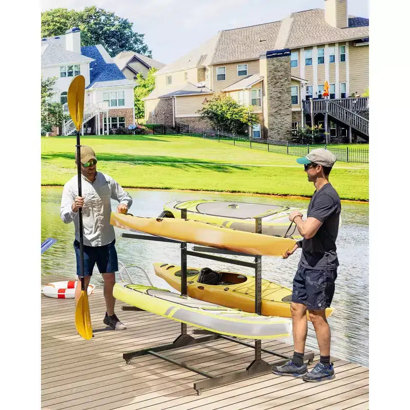 Support de rangement pour kayaks robuste avec roues verrouillables pour kayaks, canoës, planches de surf et planches à pagaie, étagères amovibles