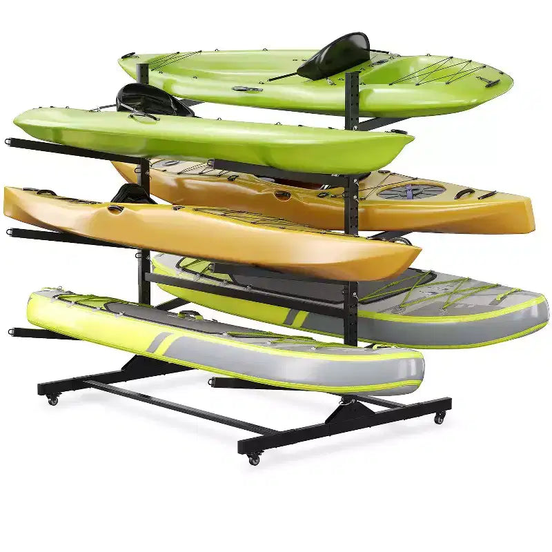 Support de rangement pour kayaks robuste avec roues verrouillables pour kayaks, canoës, planches de surf et planches à pagaie, étagères amovibles