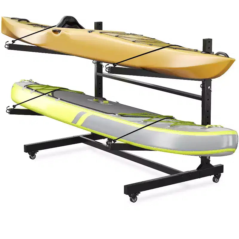 Support de rangement pour kayaks robuste avec roues verrouillables pour kayaks, canoës, planches de surf et planches à pagaie, étagères amovibles