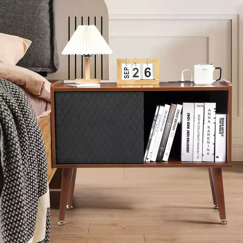 Grand meuble de rangement pour disques vinyles, peut contenir 300 albums, support de platine vinyle avec station de charge et ports USB, table d'appoint pour tourne-disque