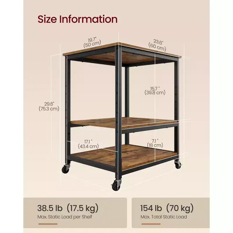 Support d'imprimante, Chariot d'imprimante roulant, Table sous bureau, Mobile avec roulettes verrouillables, Cadre en acier, pour bureau à domicile, Étagère de rangement, 3 niveaux