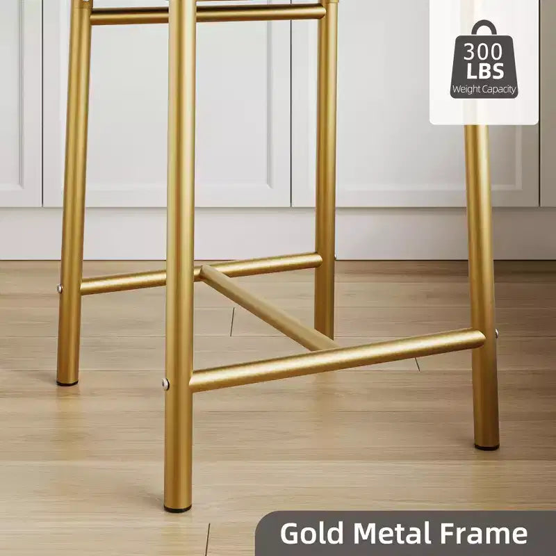 Tabourets de bar à hauteur de comptoir 26 Chaises à structure métallique avec dossier droit ergonomique, coussins étanches rembourrés en cuir PU épais