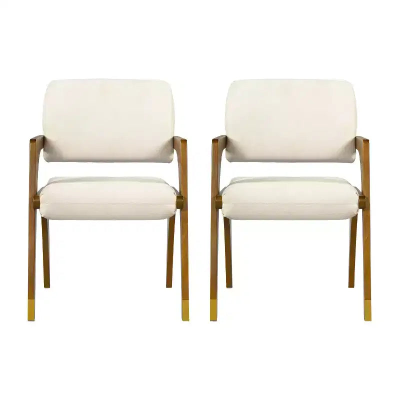 Chaise de salle à manger capitonnée en bois d'hévéa de style milieu du siècle avec dossier