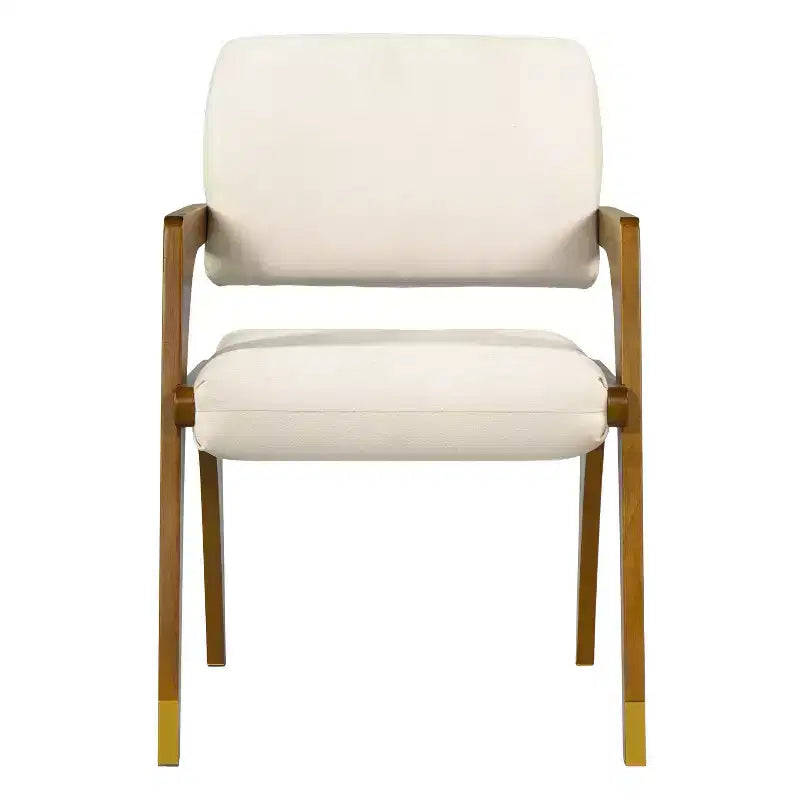 Chaise de salle à manger capitonnée en bois d'hévéa de style milieu du siècle avec dossier