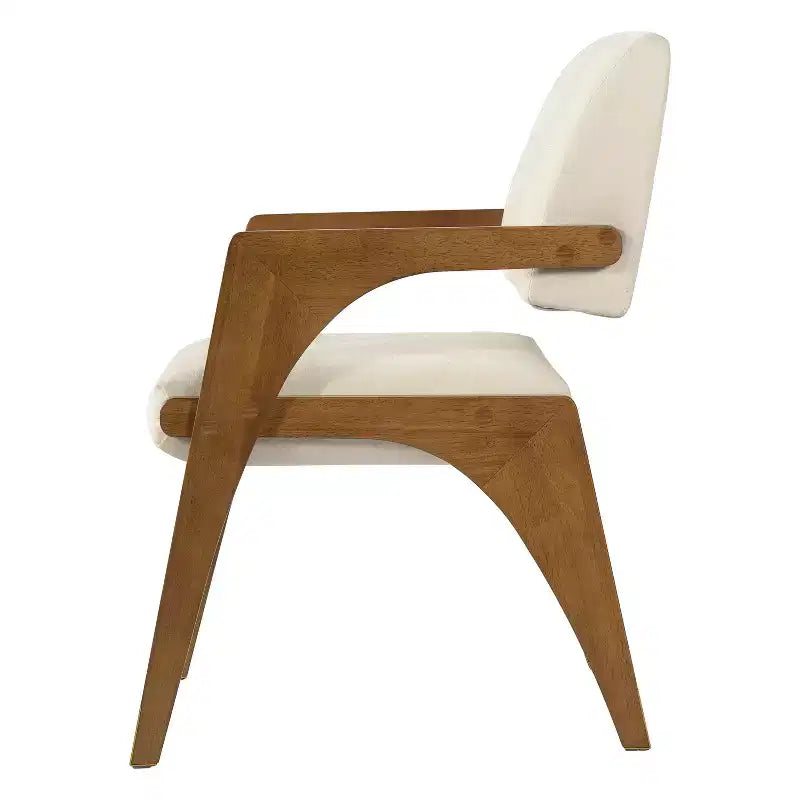 Chaise de salle à manger capitonnée en bois d'hévéa de style milieu du siècle avec dossier
