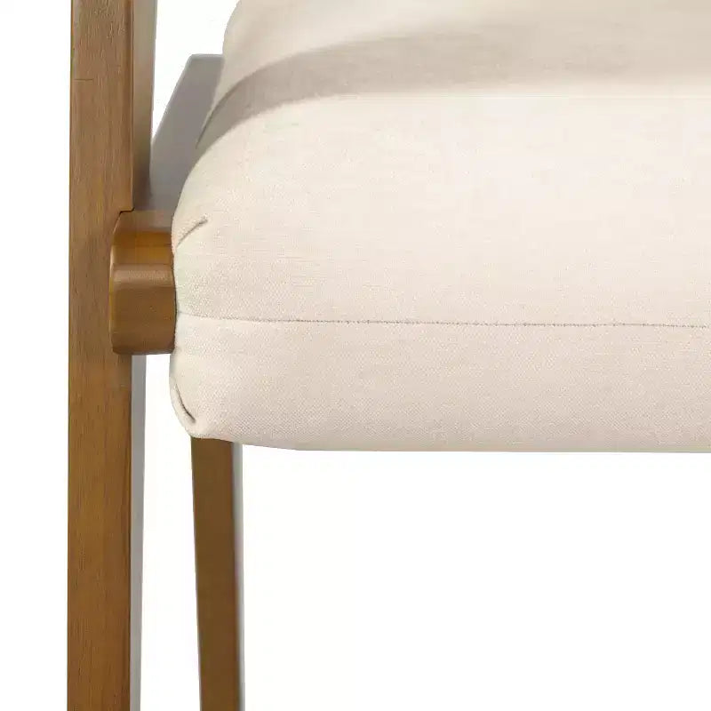 Chaise de salle à manger capitonnée en bois d'hévéa de style milieu du siècle avec dossier