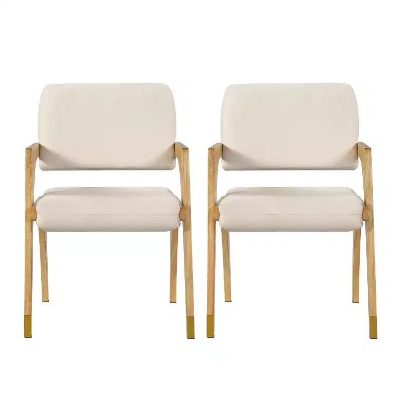 Chaise de salle à manger capitonnée en bois d'hévéa de style milieu du siècle avec dossier