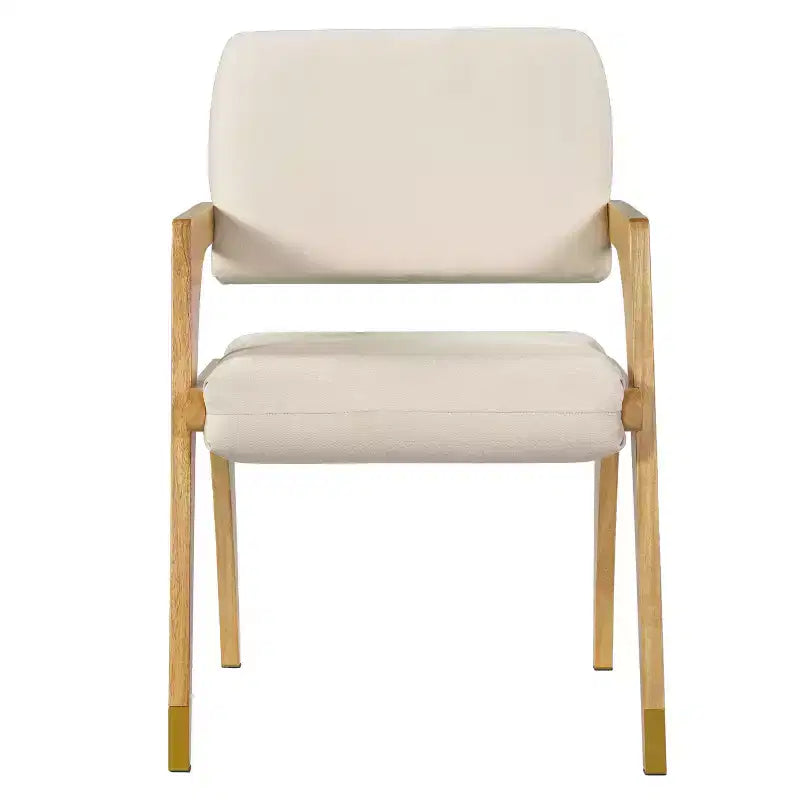 Chaise de salle à manger capitonnée en bois d'hévéa de style milieu du siècle avec dossier
