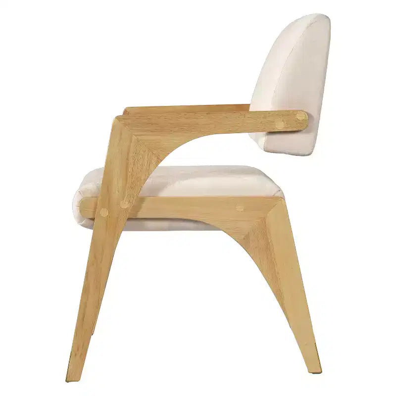 Chaise de salle à manger capitonnée en bois d'hévéa de style milieu du siècle avec dossier