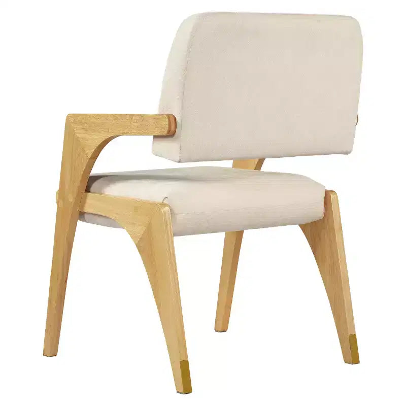 Chaise de salle à manger capitonnée en bois d'hévéa de style milieu du siècle avec dossier
