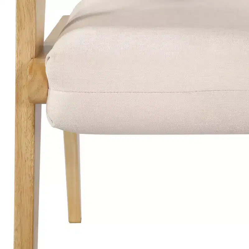 Chaise de salle à manger capitonnée en bois d'hévéa de style milieu du siècle avec dossier